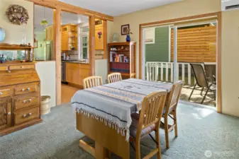 Dining space leads into the kitchen.