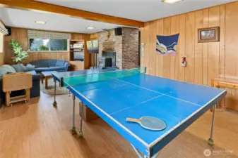 The rec room in the basement offers a great spot to relax by the fire while still offering plenty of room for extracurricular activities.