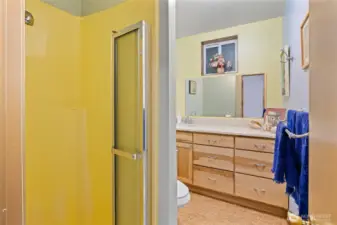 3/4 bath on the basement level.