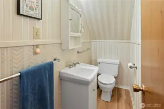 Upper level powder room.