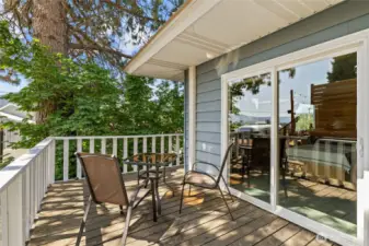 Deck located just off the dining room and kitchen.