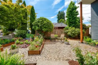 Front Garden Area with Raised Beds.