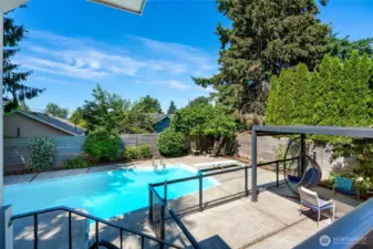 Fully fenced pool area for safety and piece of mind.