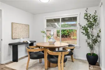 Dining with views of the back yard