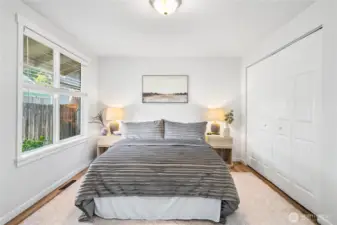 Primary bedroom with large closet space