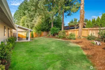The yard is fully fenced and offers privacy