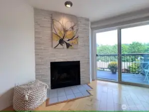 Cozy wood-burning fireplace