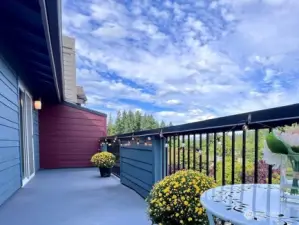 Spacious full-length deck with territorial views