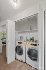 Convenient full-sized washer and dryer located upstairs.