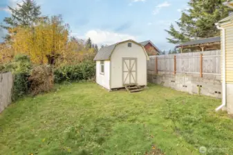 Large storage shed with wookbenches
