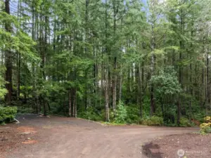 Additional parking area designed on north side of driveway.