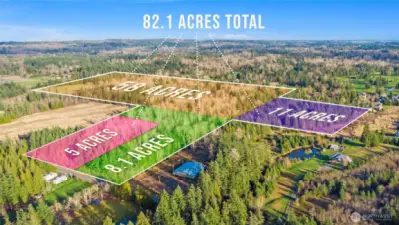 Locations and sizes of the 4 parcels included