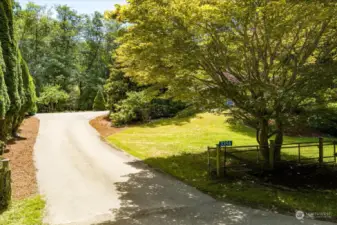 When this sturdy fence is closed, it creates a great play space that embraces the beautiful trees that greet you coming in the driveway.