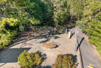 Playground. Swingset, slide, basketball court, Merry-Go-Round, and a See-saw!