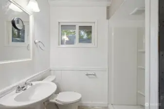 Recently remodeled 3/4 bathroom.