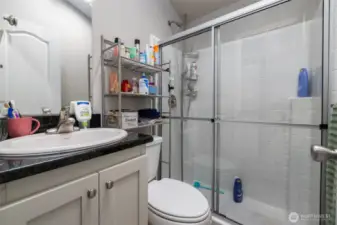 Tiny home bathroom with walk in shower