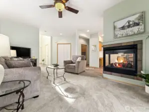 A highlight of this layout is the 3-sided gas fireplace, which can be seen and enjoyed from all directions!