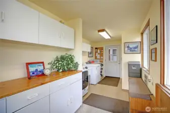 Mudroom with lots of storage.