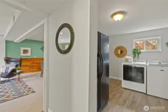 Downstairs utililty room and bonus room are same square footage as open living area upstairs. With direct access to garage, this offers ADU and multigenerational living with stairless entry.