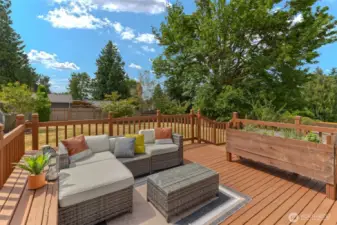 Back deck with access to yard off of dining room.