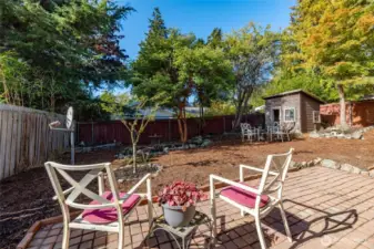 Backyard is fenced on 3 sides but not enclosed on the sides leading to the front yard. So, a few feet of fencing is needed on both sides of the home to enclose the back yard.