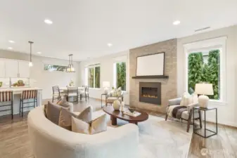 Open living, dining and kitchen