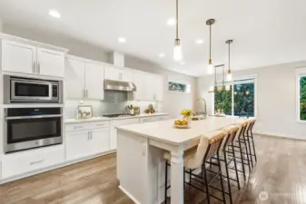 Huge island with bar seating