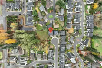 Privately tucked away at the end of the cul de sac next to green space