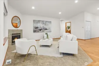 Cozy Great-room with gas fireplace.