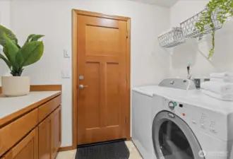 Utility room with extra storage space.