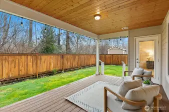 Covered Deck with extra lighting.