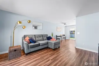 Living Room & Dining Room leads you to the kitchen and sliders to your backyard or garage entrance.