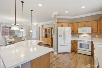 The Fridge has been replaced and is newer. They went with a white fridge to match the other GE Profile appliances of course.