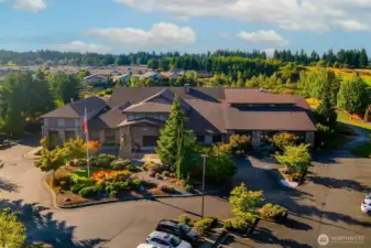 Another aerial of the lodge that you get access to with your dues.