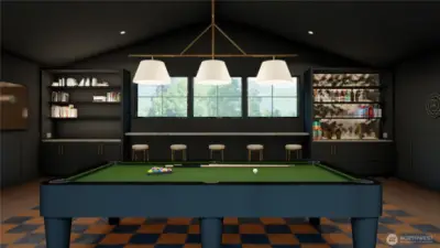 Edgy Rec-room wet bar ready