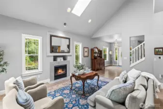 Skylights fill the great room with natural light