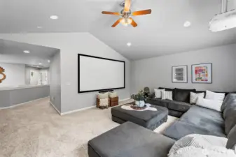 Enjoy some fall football in this large bonus room, screen and projector convey!
