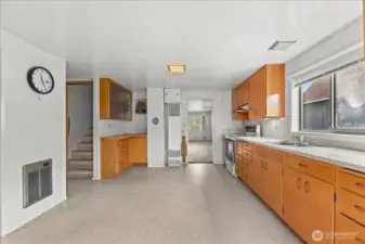 Kitchen Leading to Living Room and Upstairs