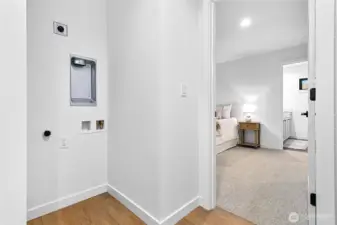 Stackable washer and dryer go here.