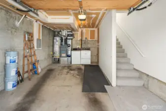 One car attached garage with new water heater