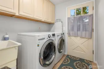 Laundry room leads to exterior. Could make for a great mudroom!