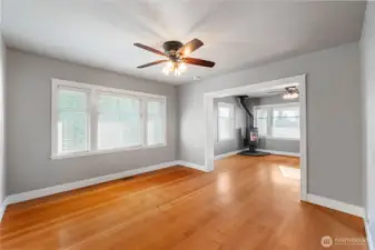 Larger view of dining room toward the living room.