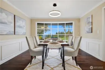 Dining with views to the back.