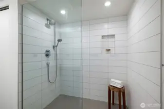 Gorgeous Tile Shower Surround with Frameless Glass