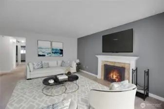 Virtually staged living room.