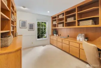 Den with built in cabinets