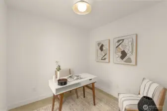 Whether it's a guest room, reading nook, or dedicated workspace, this sun-drenched room is ready to adapt.