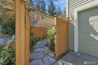 Separate entrance to the back patio