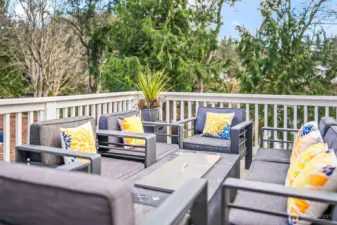 Back deck with water view