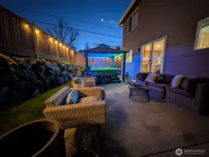 Backyard hot tub evening vibes.